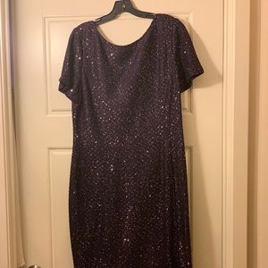 St. John Purple Sequin Knit Dress Sz 14